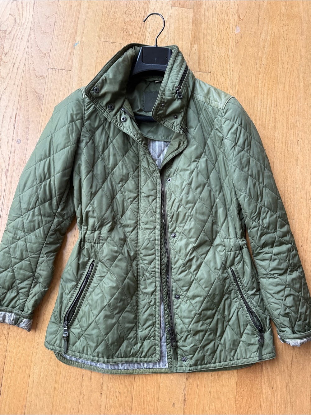 Coach Olive Green Quilted Utility Jacket size xs